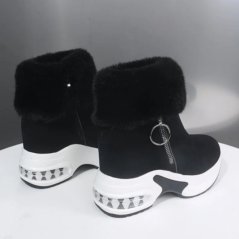 2023 Women's Ankle Boots Warm Plush Winter New Snow Boots Women's Retro Zipper Boots Platform Boots Botas Mujer Women's Shoes