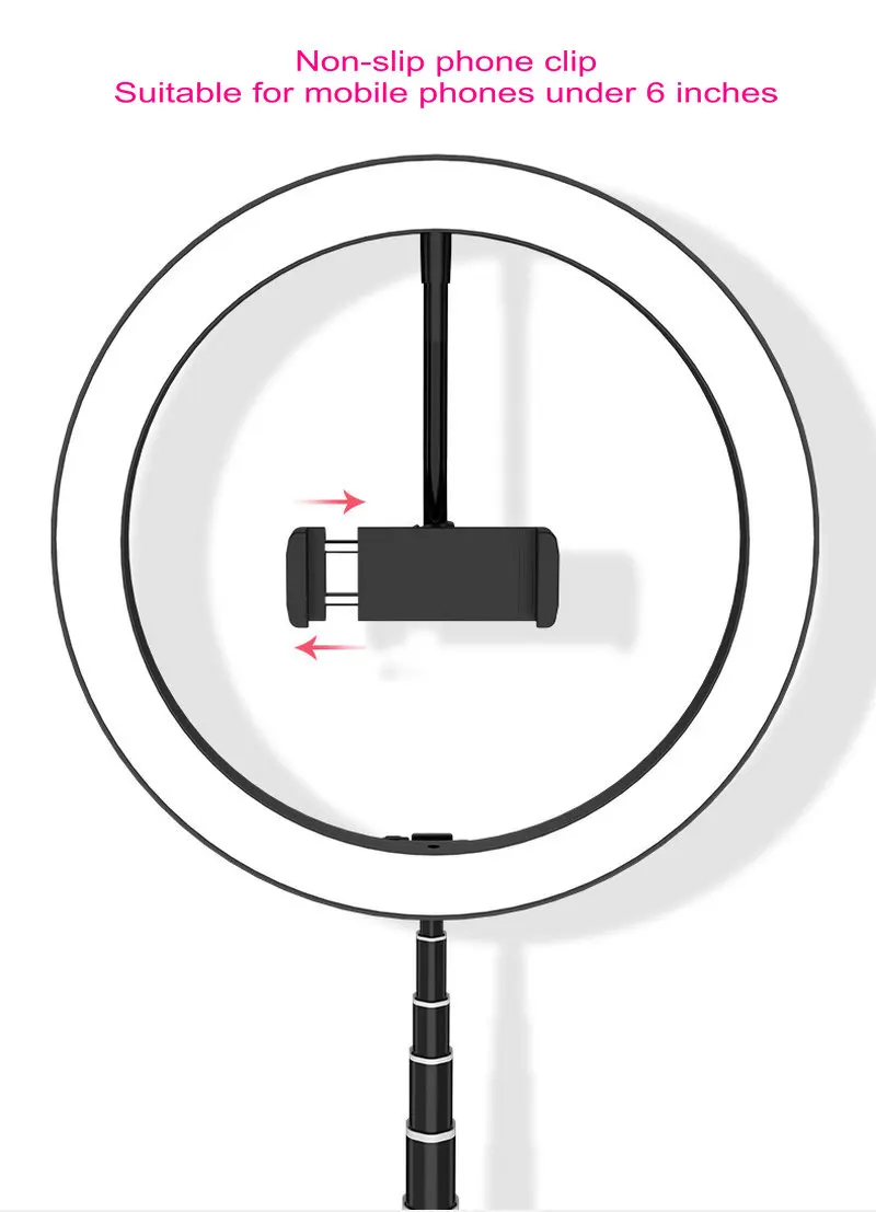 10 дюймов Выдвижной светодиодный заполняющий свет кронштейн кольцо-вспышка для селфи с зажимом для телефона Youtube мобильного телефона в реальном времени с заполняющим светом