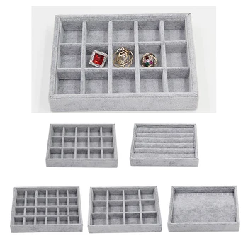 

5PC Rolls Tray Insert Grid Jewelry Display Storage Box Tray Holder Showcase