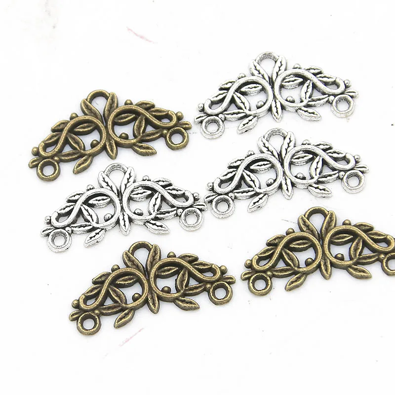 

20Pcs 14*28MM 2 Color Retro Zinc Alloy Hollow Leaves Porous Connectors Plant Charm Linker For DIY Pendant Jewelry Accessorie