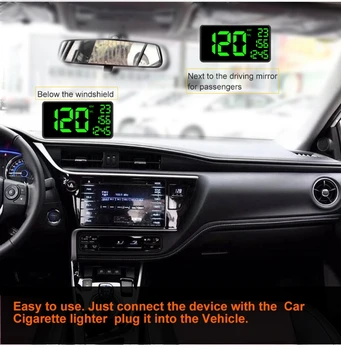 

C1090 Car HUD Head Up Display GPS Large Screen Speedometer Hud Display KM/h MPH Display Auto Electronic Voltage Alarm