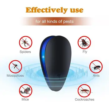 

US/UK/EU Plug White/black 6W Energy Saving Ultrasonic Pest Repeller Mouse Rat Trap Insect Ant Household Electronic Repellents