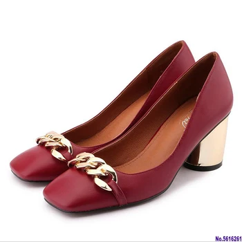 

Square Head Metal Chain Lady High Heel Shoes Gladiator Women Platform Fashion Square Heeled Footwear Sexy High Heels Pumps