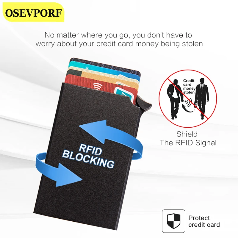 Smart Card Holder Business Men Black ID Credit Bag Rfid Anti-theft Wallet Automatically Pop Up Pouch Women Thin Cardholder | Мобильные