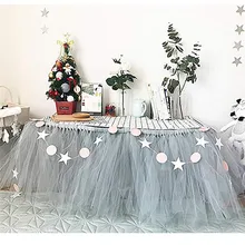 Юбка для стола 3-Слои сетчатая юбка-пачка на праздник Свадебные украшения День рождения украшения Юбка для стола#4n26
