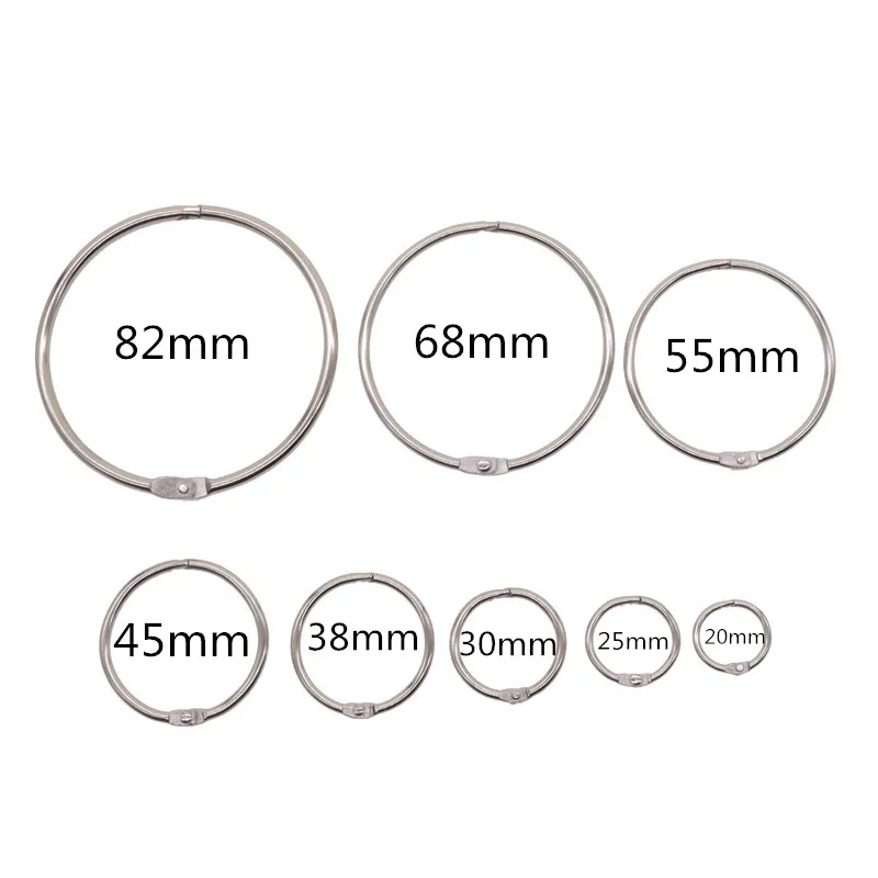 20 Pcs Loose ring Keychain Stainless steel ring Notebook loose-leaf Multi-functional steel 20/30/25/68/82/45/55/38mm