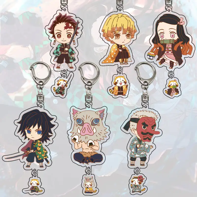Cute Anime Demon Slayer Kimetsu No Yaiba Keychain Crystal Acrylic Kamado Nezuko Kamado Tanjirou Agatsuma Key Chain Ring Pendant Key Chains Aliexpress