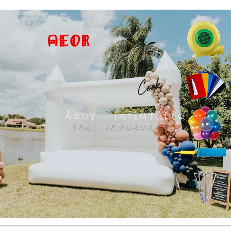 

Commercial New White Bouncy Castle Inflatable White Jumping Castle Adult Kids Bounce Bouncy Castles House for Wedding Party