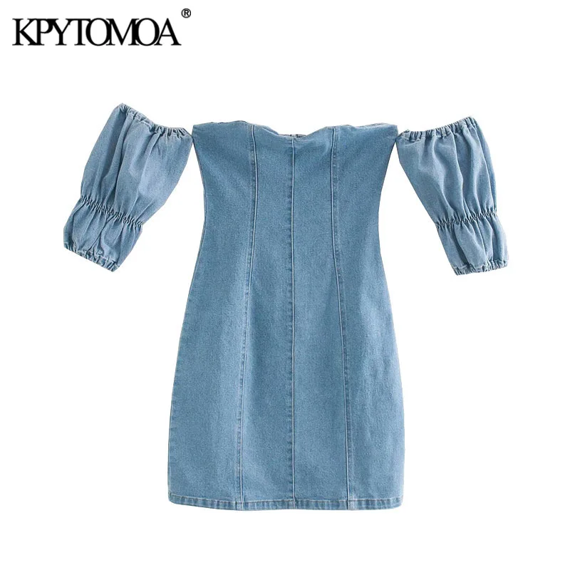 KPYTOMOA Women 2020 Sexy Fashion Back Zipper Denim Mini Dress Vintage Slash Neck Short Sleeve Female Dresses Vestidos Mujer KPYTOMOA Women 2020 Sexy Fashion Back Zipper Denim Mini Dress Vintage Slash Neck Short Sleeve Female Dresses Vestidos Mujer