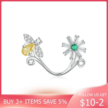 

CodeMonkey Daisy and Bee Charm for Women Bracelet Cubic Zirconia Flower Bijoux 925 Sterling Silver European DIY Jewelry CMC1220