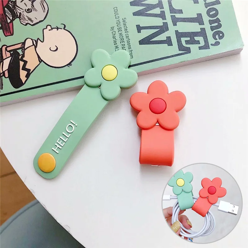

3D Flower Cable Protector Data Line Cord Protective Case Cable Winder For iPhone Samsung Universal USB Charging Cable Protector
