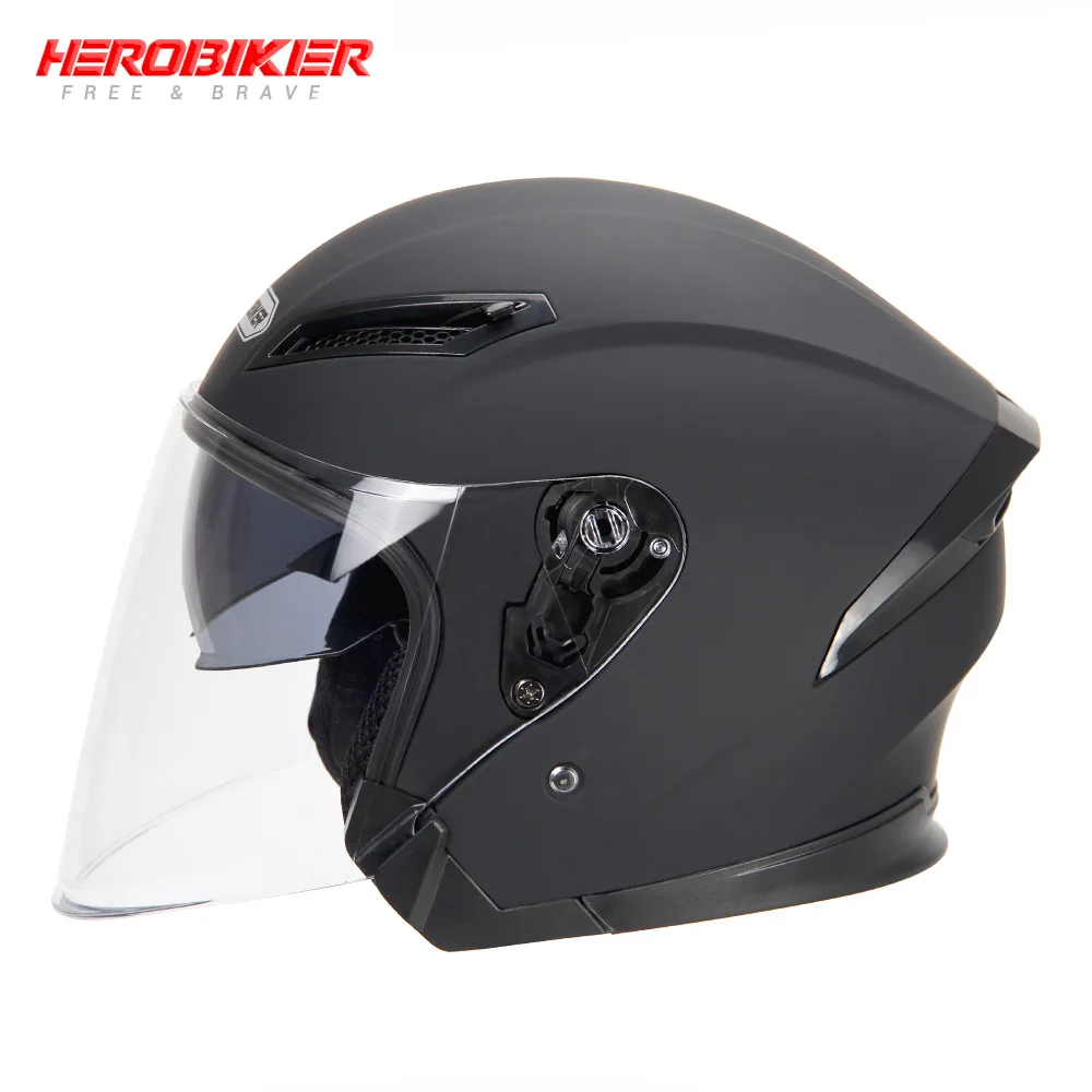 HEROBIKER, мотоциклетный шлем с открытым лицом, мотоциклетный шлем с полным лицом, уличный велосипедный гоночный шлем, мотоциклетный шлем с двумя линзами - Цвет: HHL10022-MAT