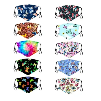 

10pcs Children's Adjustable Reusable Butterfly Printed Masks Good Quality Breathable Masks For Kids Protection Face Mouth