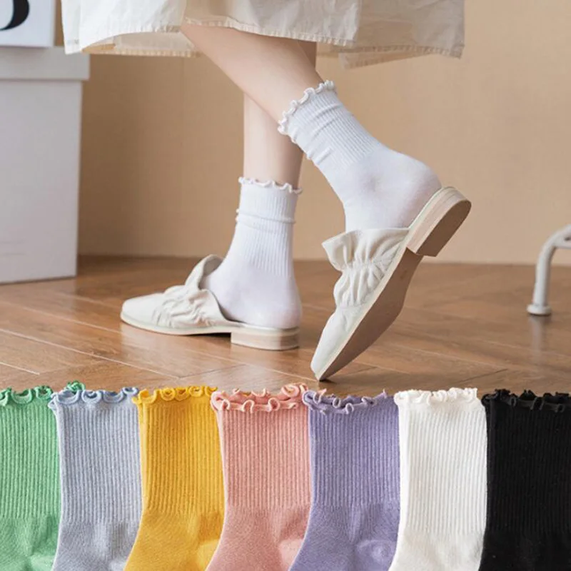 

Fashion Lace Ruffles Soft Cotton Women Socks Top Quality Spring Summer Cute Socks Sweet Princess Girl Cozy Lovely Frilled Socks