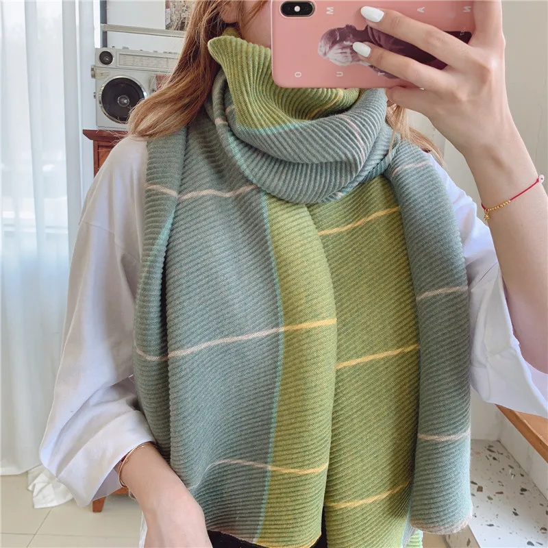 

2020 new quality winter warm lady Fashion Cashmere Scarves Women Thick beach shawl Crumple wrap female muffler free shipping