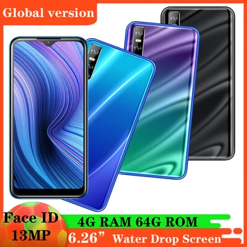 

smartphones MTK Water Drop screen A41 Quad core 13MP 4G RAM 64G ROM IPS 6.26" android mobile phones celular Face ID unlocked