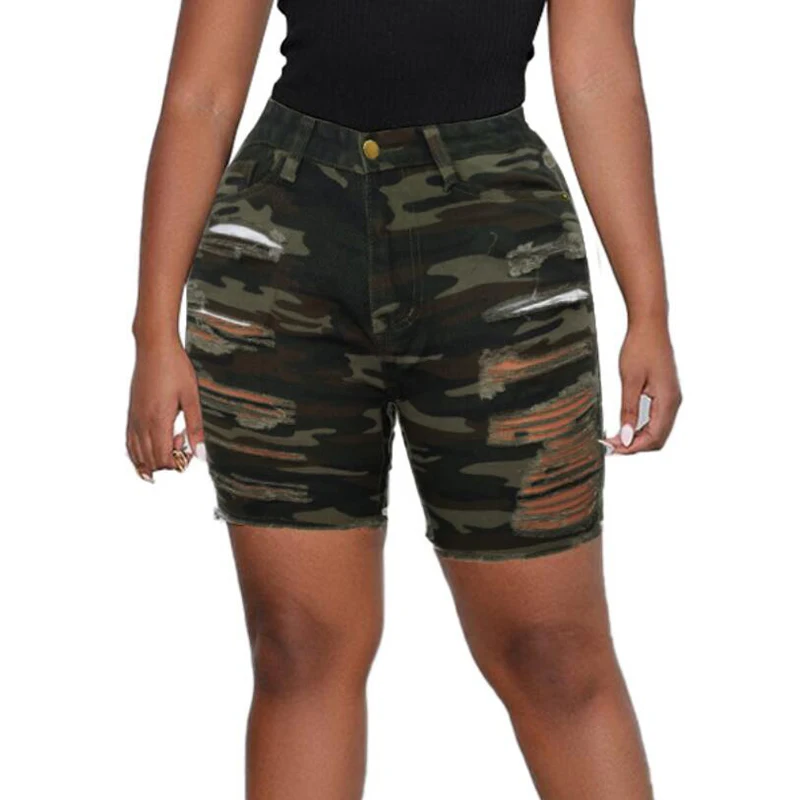 

Camouflage Denim Short Women Summer Sexy Hollow Out Tassel Ripped High Waist Shorts Femme Fashion Skinny Jeans Shorts Streetwear