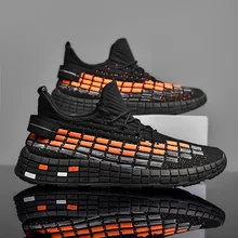 New Fashion Leisure Men's Running Shoes Lace Up Breathable Mesh Soft Men's Sneaker Increase Gym Jogging Men Sport Shoes Light 44
