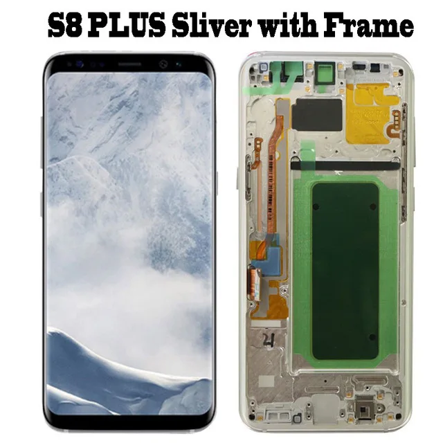 Супер AMOLED S8 ЖК-дисплей с рамкой для SAMSUNG Galaxy S8 G950 G950F дисплей S8 Plus G955 G955F сенсорный экран дигитайзер - Цвет: S8 Plus Silver frame