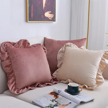 

Pillow Cover Cushion Covers Fish Scale Ruffle Jacquard Lace Cushion Cover Home Bedside Decoration Pillow Case