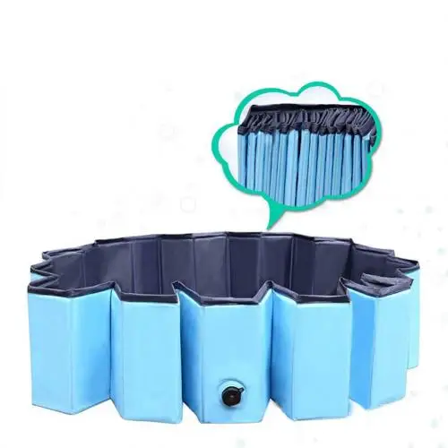 Blue Large Складная Ванна для домашних животных, плавательный бассейн для щенков, кошек, собак, ванна для купания, шайба для ванной - Цвет: Blue Large