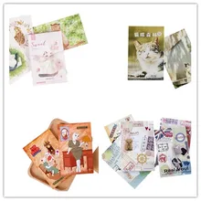 4packs/lot Original Kawaii And Cute Cat Series Postcard Birthday Letter Business Gift Message Card Christmas And New Year Gifts