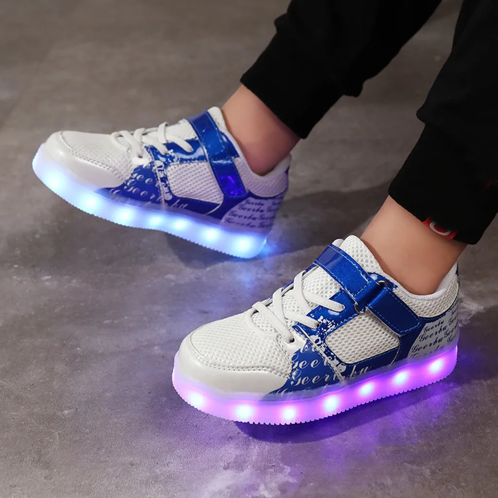 Fashion All Seasons Casual Children's Baby Girls Boys Shoes Rechargeable Light LED Shoes Non-Slip Breathable Casual Shoes