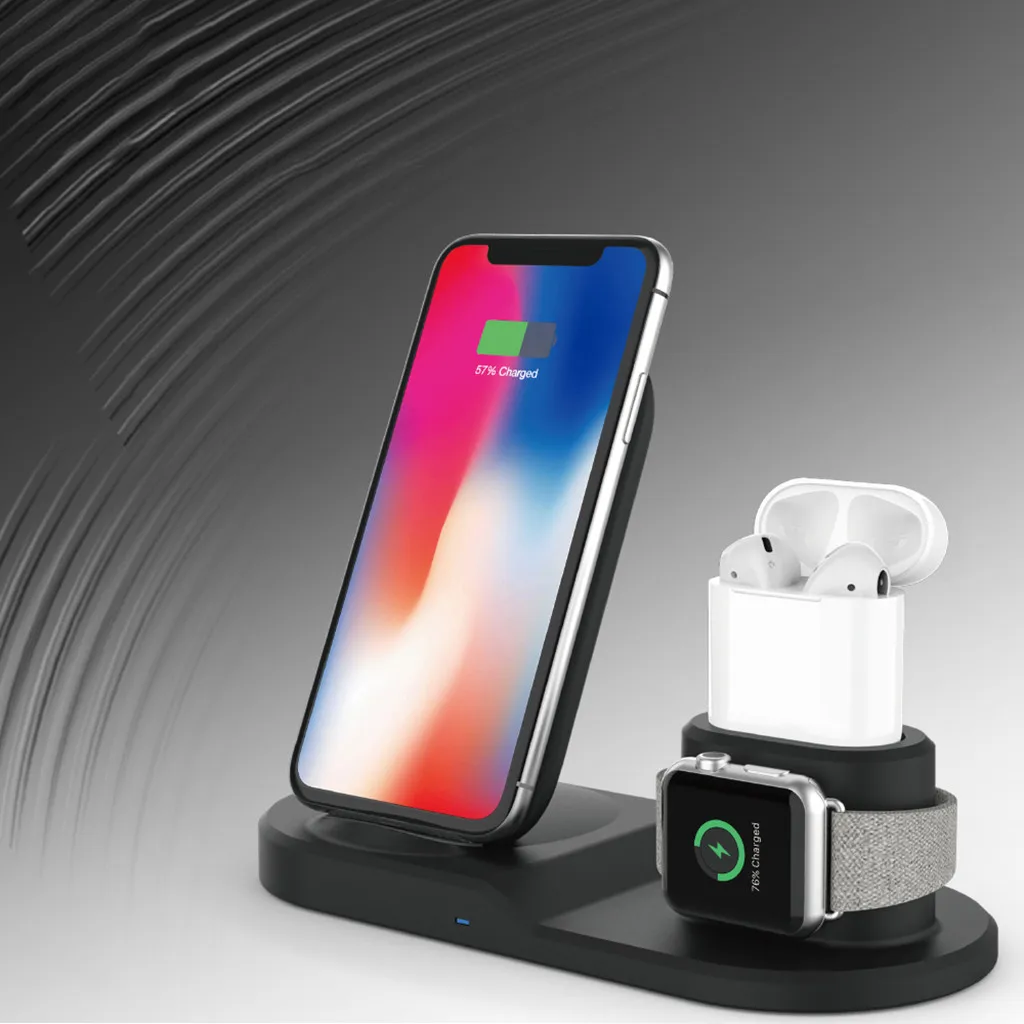 Подставка для зарядки док-станция держатель для iPhone 11 для iWatch 5 для Airpods 3in 1 Многофункциональная подставка для быстрой зарядки док-станция аксессуар