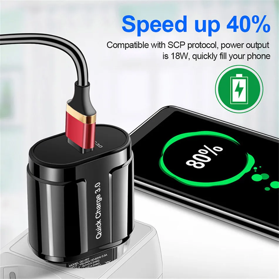 GTWIN USB зарядное устройство Quick Charge 3,0 для iPhone X 8 7 Быстрая настенная Зарядка для samsung S9 Xiaomi Mi 8 huawei мобильный телефон EU US Plug