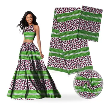 

100% silk Satin Fashion African Pattern Design Eco-Friendly Chiffon fabric for Party Dress 4+2 yards S190805