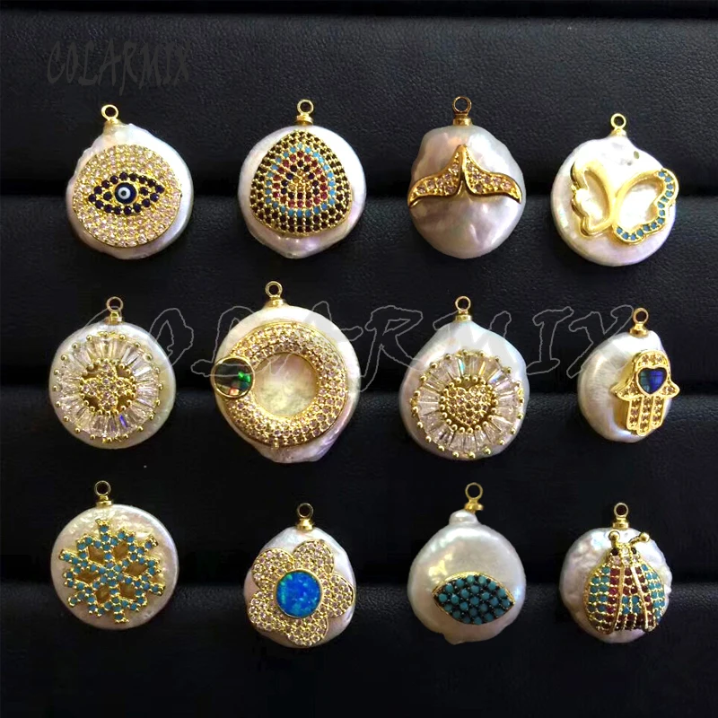 

10 pieces pearl beads with tiny charm pearl pendants necklace pearl charm accessories for women pearl jewelry accessories 9412