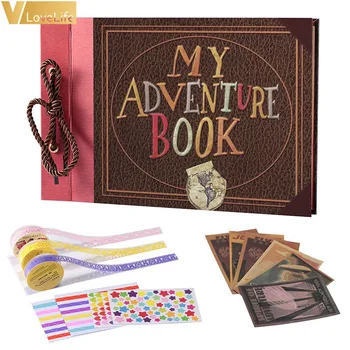 

Photo Album our Adventure Book Adventure Retro DIY Handmade Wedding Movie Fotografico Traveling Family with gift box New
