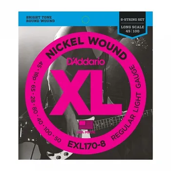 

Exl170-8 nickel wound strings for 8 string bass guitar, light, 45-100, long scale, D'Addario