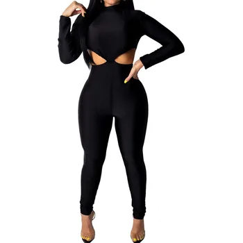 

Women jumpsuits Fashion Sexy Pure Color Long Sleeve Suit Hollowing Out durable Jumpsuit women jumpsuits 2019 plus size aug 26