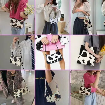 

Cow Pattern Women Baguette Handbags Collection Leather Crossbody Bags for Ladies Vintage Design Shoulder Bag Fashion Armpit Bag