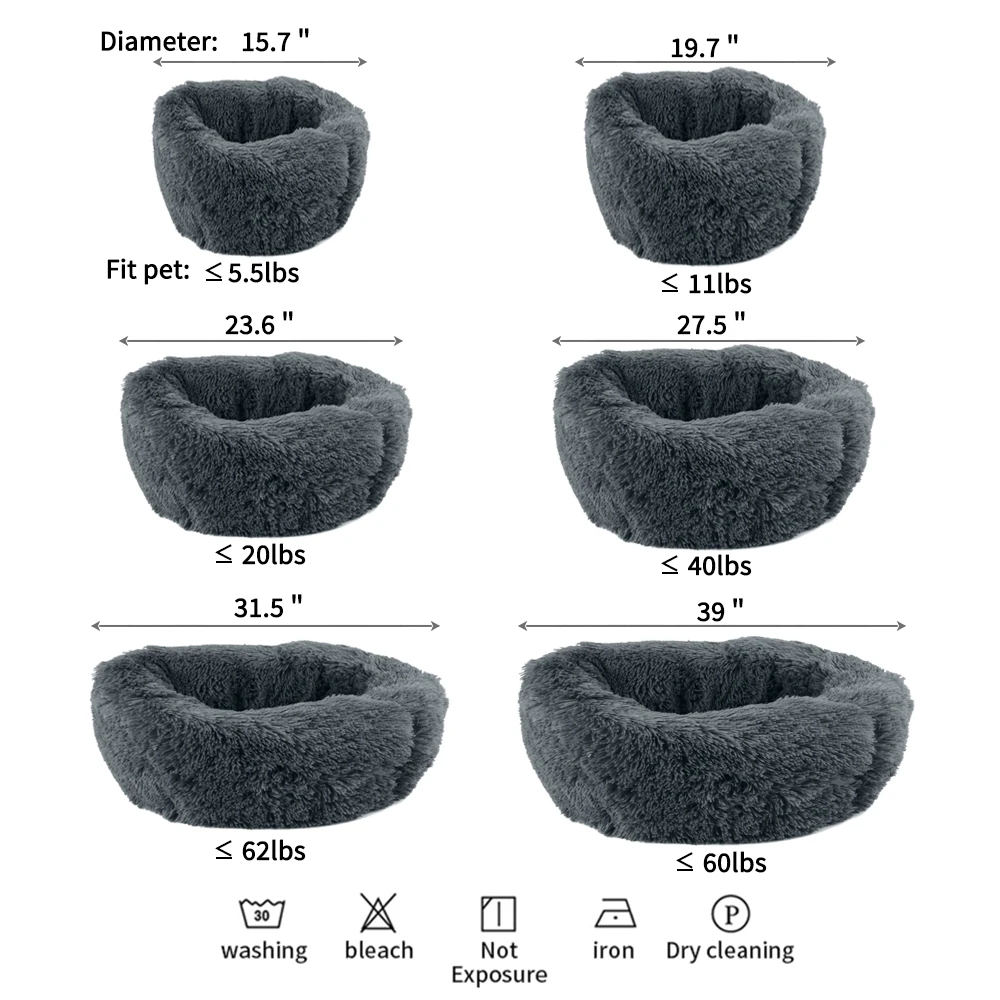 Круглые плюшевые домашние кровати для кошек, кровать для собак, мягкий длинный плюшевый коврик для кошек, зимнее теплое спальное одеяло для щенков, портативное кошачье питание