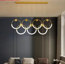 Postmoderne rond LED créatif restaurant lustre éclairage décoration chambre bar lustre intérieur simple nouvelles lampes