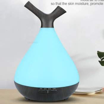 

400ml ultrasonic wood air humidifier aromatherapy for home aroma essential oil diffuser mist maker fogger with 7 colors lights