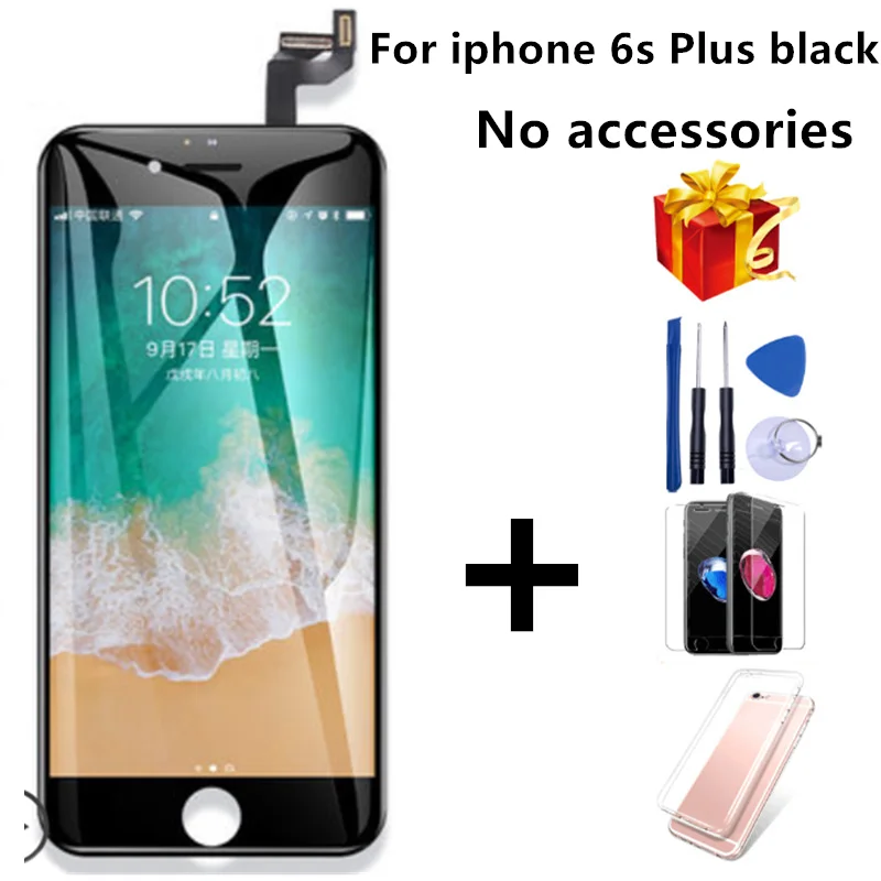 Класс AAA+++ для iPhone 6 6S Plus lcd с 3D сила кодирующий преобразователь сенсорного экрана в сборе для iPhone 5S дисплей без битых пикселей - Цвет: For  6s Plus Black