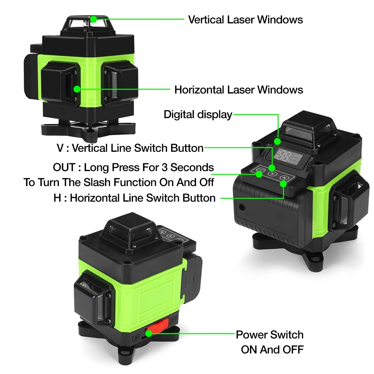 16 12 Lines Laser levels 4D/3D Green Light Horizontal&Vertical Cross 360  Auto Self Leveling Laser Levels With Tripod&Remoter&LCD|Laser Levels| -  AliExpress