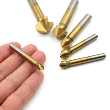 

6x 90° 3-Flute Supersteel Titanium Chamfer End Mill Cutter Bit Countersink Kits