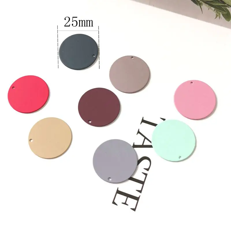

Solid Color Round Single Hole Alloy Spray Paint Diy Earrings Accessories Pendant Jewelry Making Earring Findings10 Pieces / Lot