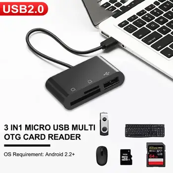 

3 In 1 Multi Micro USB 2.0 OTG Host Adapter Cable TF SD Memory Card Reader Hub For Smartphones PC Laptop Computer