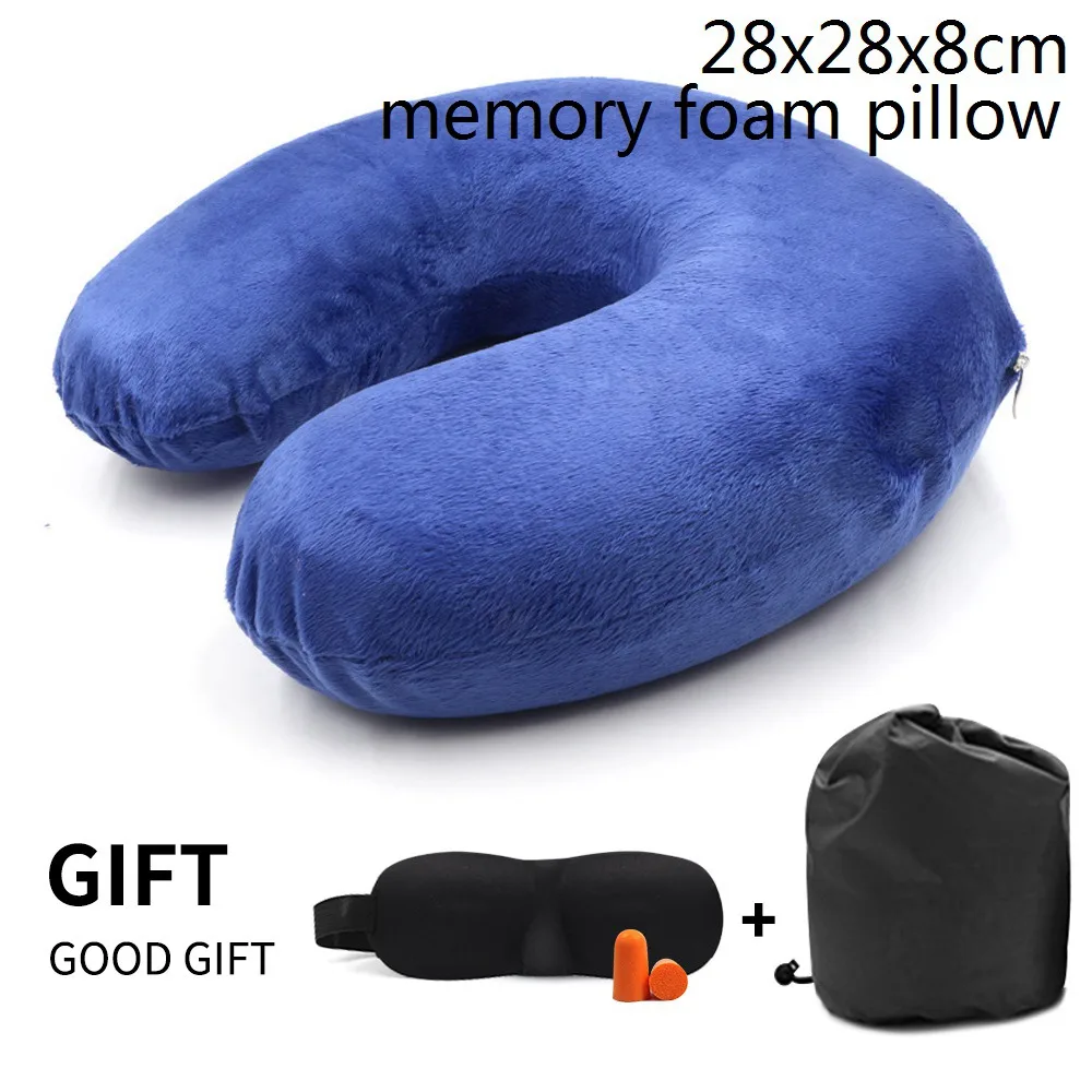 B-royal blue Подушка из пены с эффектом памяти, u-образные подушки для шеи, для самолета, поддержка шеи, аксессуары для путешествий, 4 цвета, удобные подушки для сна, дома - Цвет: B-royal blue