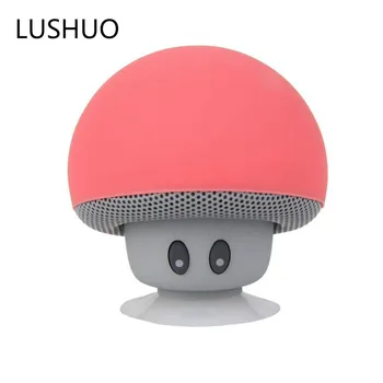 

LUSHUO Mini Bluetooth speaker Colorful multi-function Cartoon mushroom phone tablet holder head sucker outdoor small Speakers