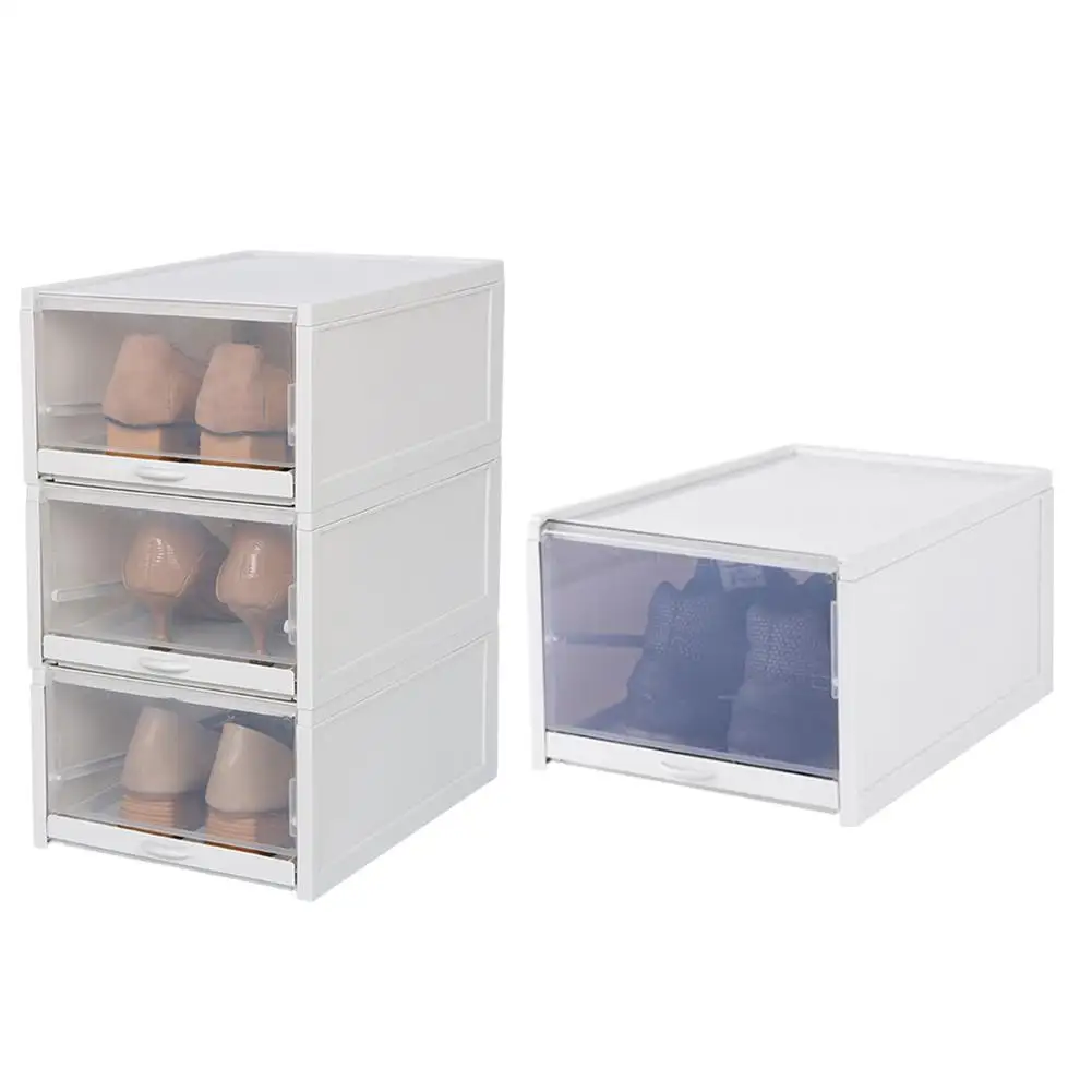 Plastic Shoe Storage Box Household Transparent Drawer Type Foldable Stackable Finishing Shoe Storage Box Shoe Storage Organizer