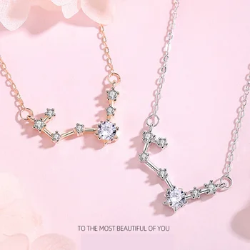 

S925 Sterling Silver Sparkling Star Symbol Lovely Constellation Necklace Creative Clavicle Chain