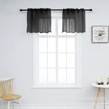 

Hot Selling Solid Color Modern Minimalist Rod Wear Translucent Small Curtain Window Screen Valance Kitchen Library Coffee Short