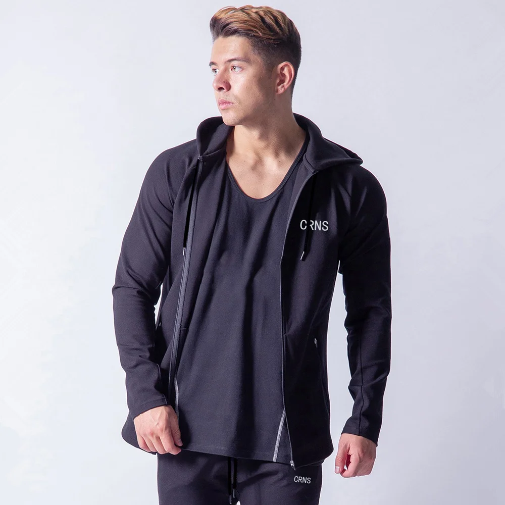 Толстовка мужская с капюшоном брендовая Повседневная хлопковая черная кофта для