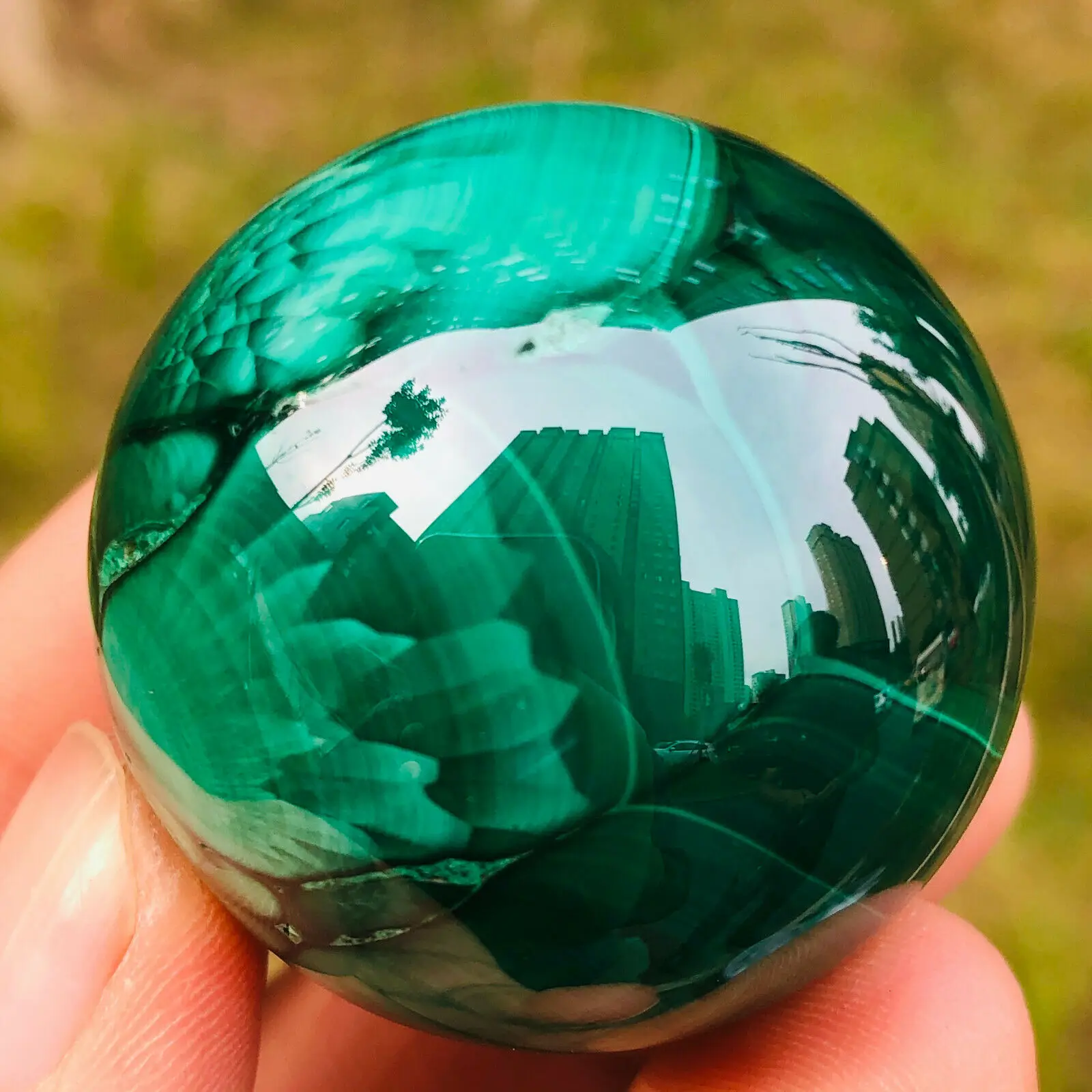 Natural Crystal Stone Malachite Ball Crystal Ball Energy Healing Stone